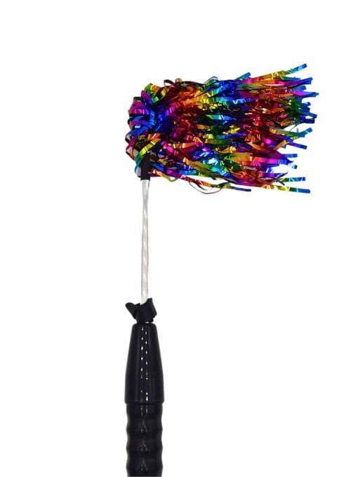 Festive Rainbow Mylar Flogger Accessory for Violet Wand w/ Strap